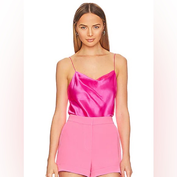 Cinq a Sept elegant satin Magenta Top - Picture 2 of 5